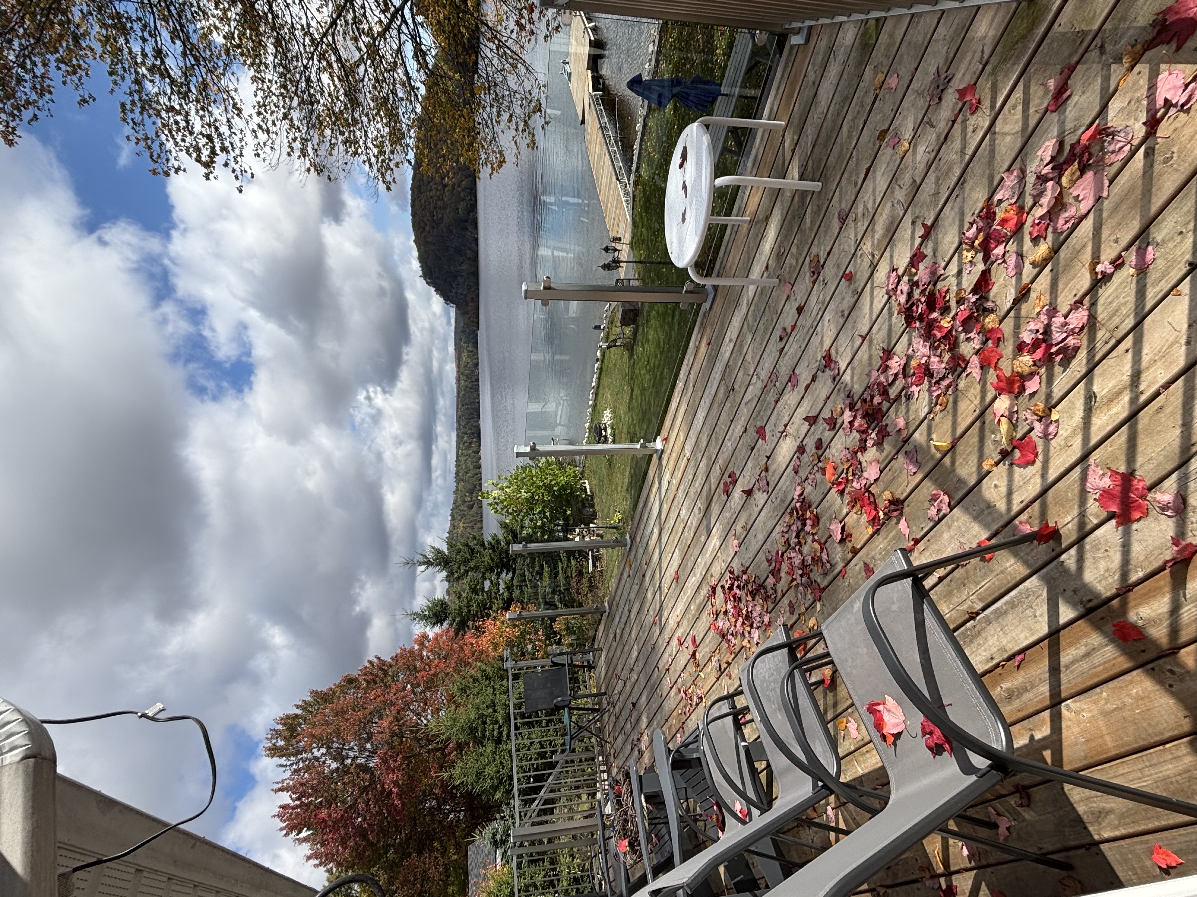 Covered patio with fire table