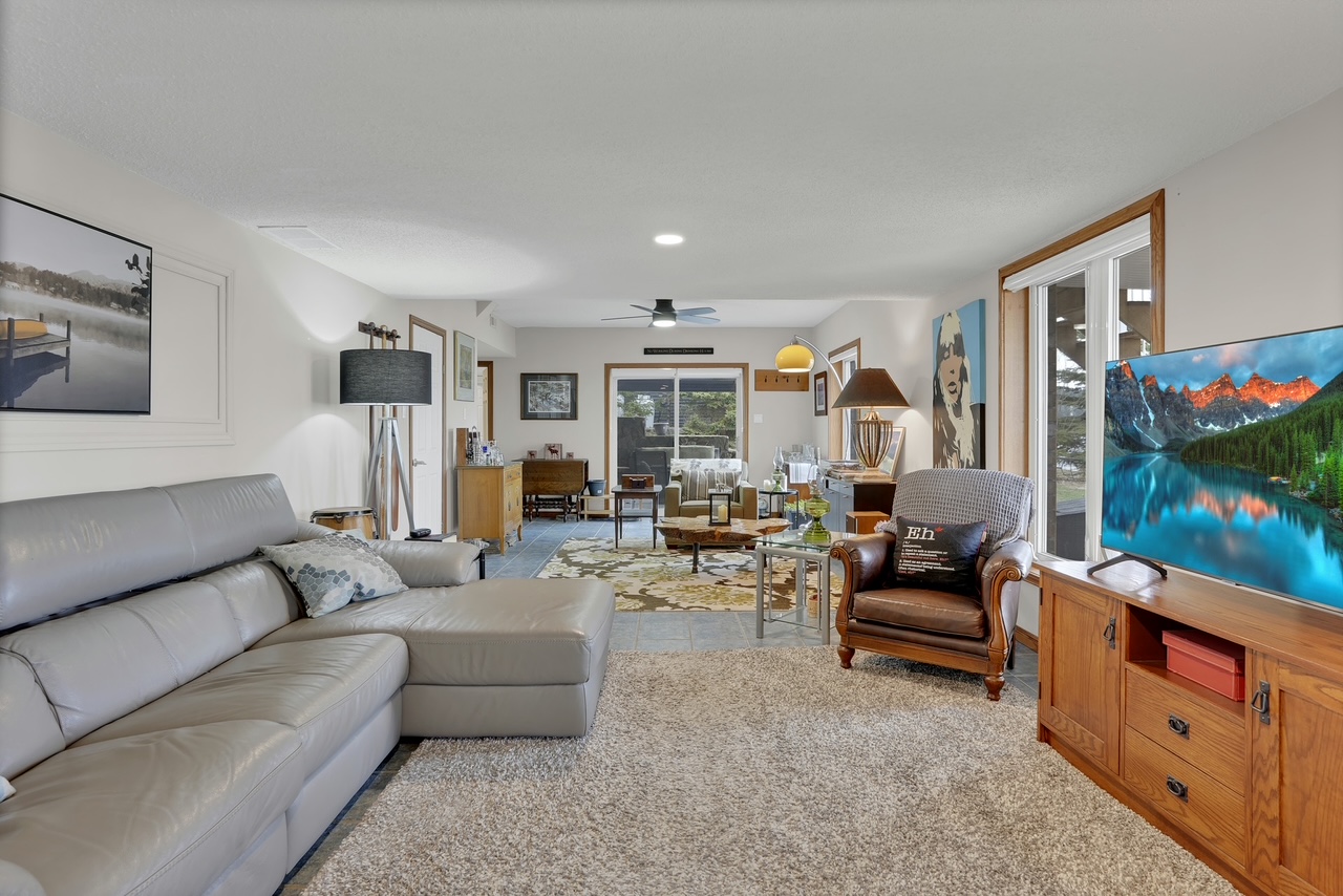 Living room with sectional sofa and TV